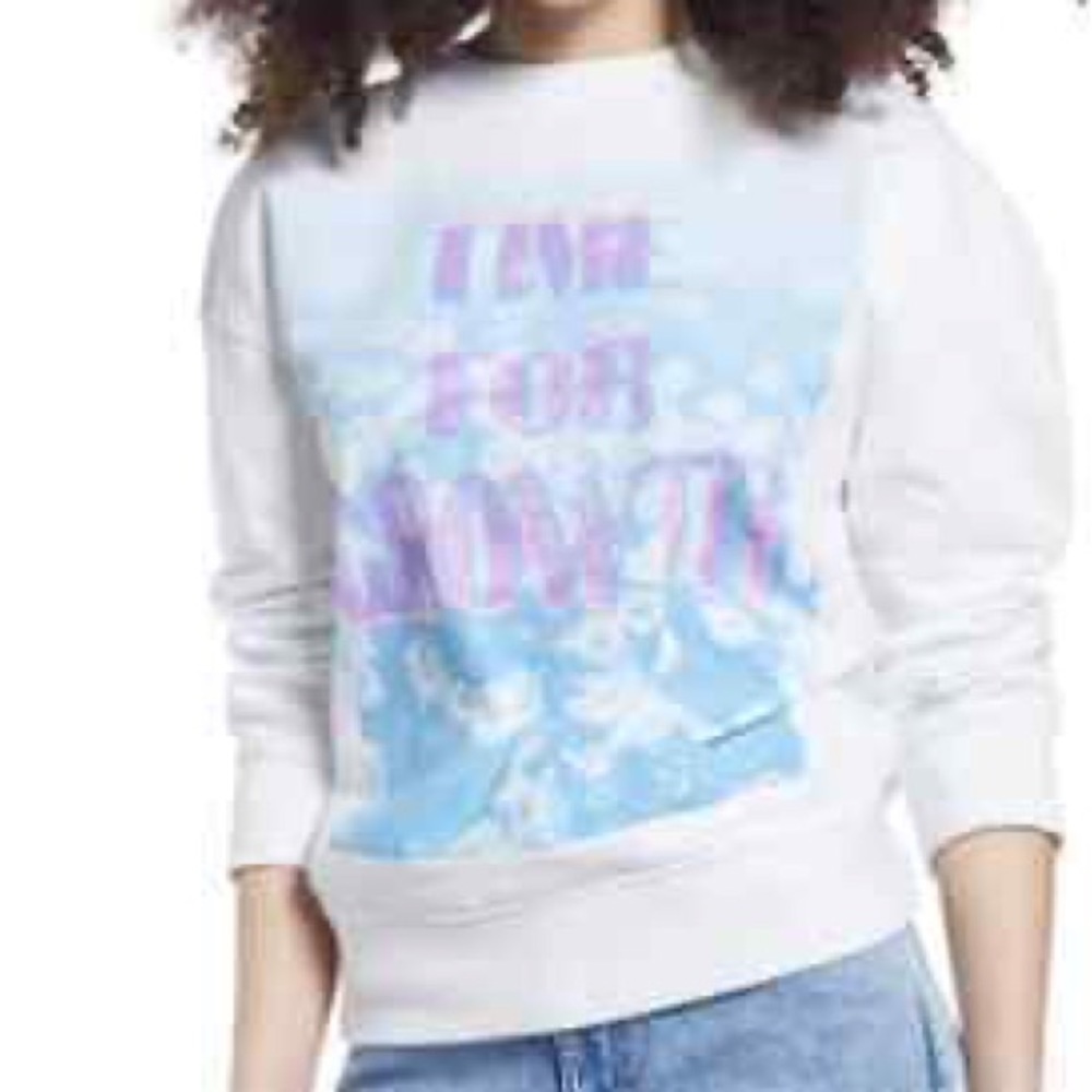 (A4c) BP Time For Growth Pullover Boxy Oversized Sweatshirt Women White, XS, NWT